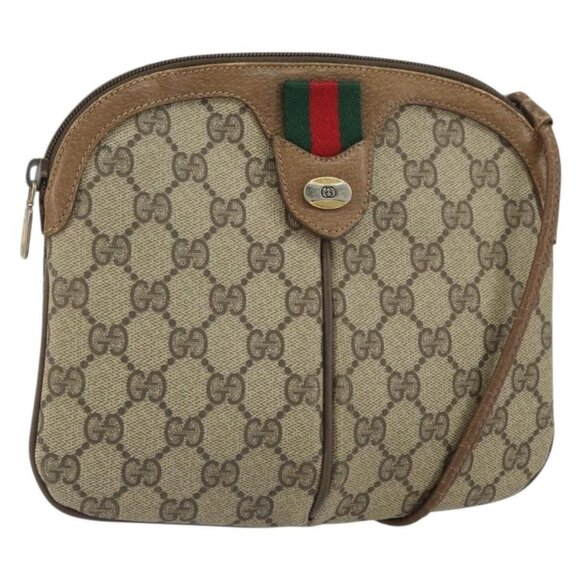 GUCCI Handbags - Authentic GUCCI GUCCI GG Supreme Web Sherry Line Bag PVC Beige Gold 98 02 04